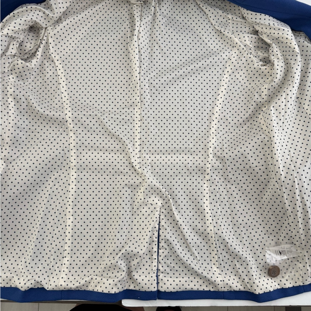 Talbots Jacket Womens 14 Blue Blazer Cotton Lightweight Colorful Academic - Picture 11 of 13